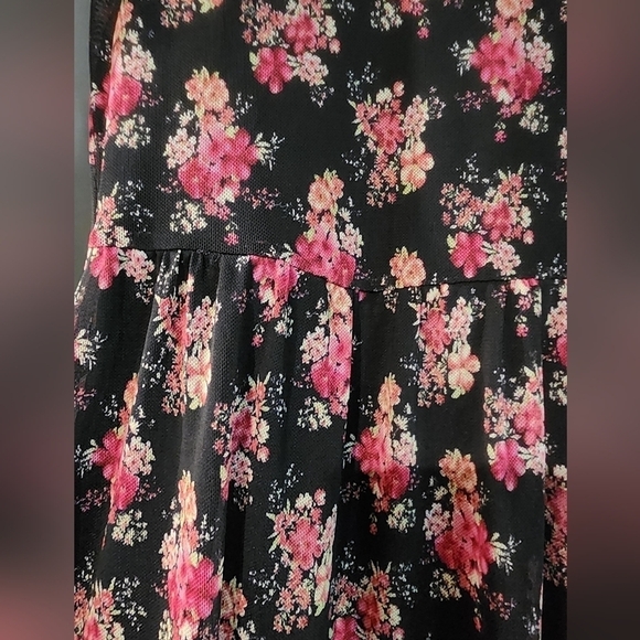 Monteau Semi sheer Floral Dress Longsleeve Dark Romantic - Picture 4 of 15